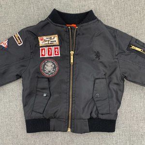 English Laundry Size 2T Kids Zip Up jacket‎ Windbreaker Gray Black Long Sleeve